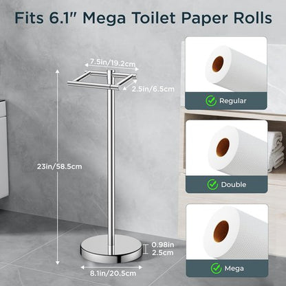 FORIOUS Toilet Paper Holder - Rustproof Stainless Steel Double Post Design | Pivoting Tissue Roll Dispenser for Bathroom