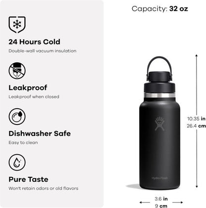 Hydro Flask Water Bottle - Insulated Stainless Steel with Wide Mouth Flex Chug Lid | 32 Oz Harbor Blue