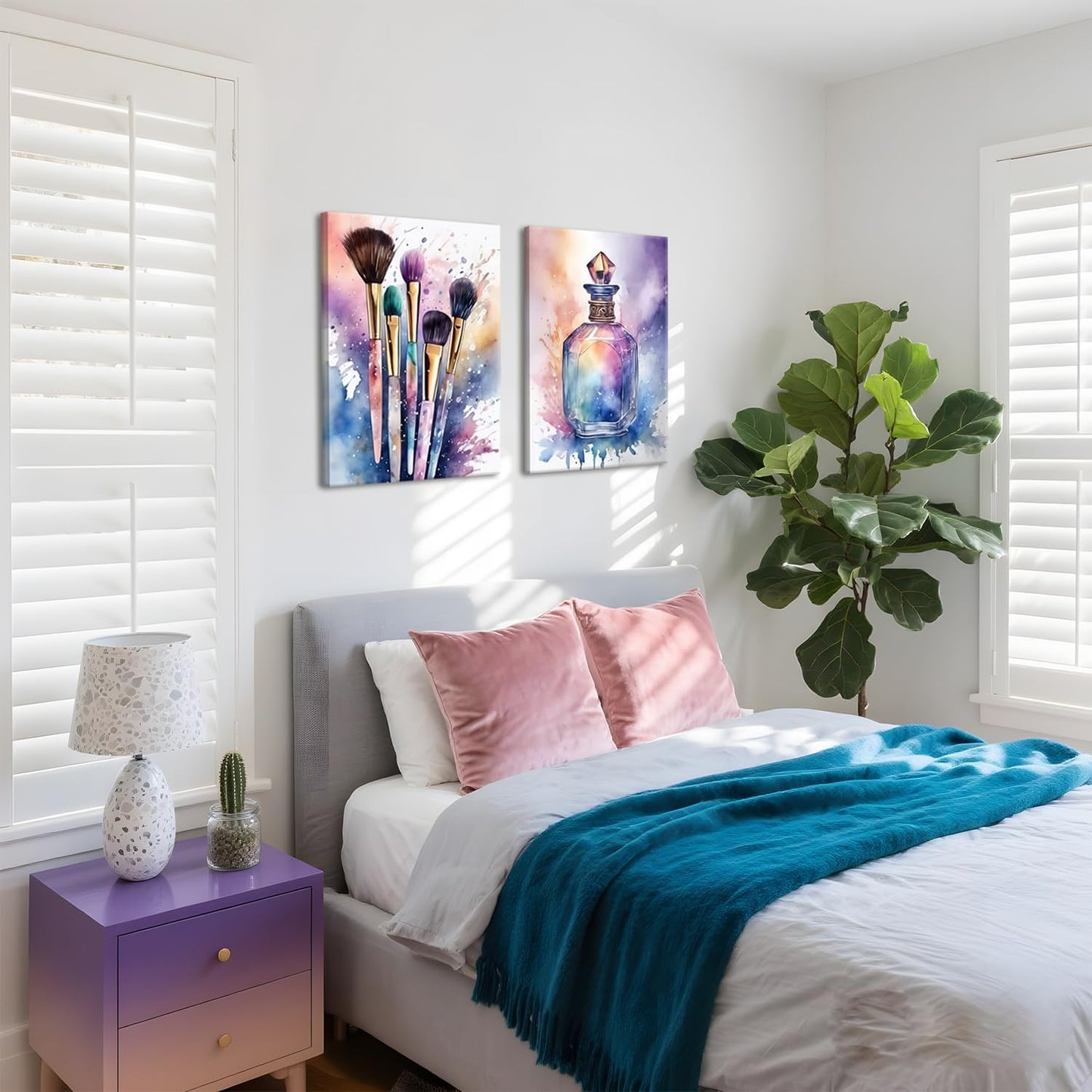Skiennix Framed Teen Girls Bedroom Wall Art - Colorful Fashion Makeup & Drink Prints | 12x16 Inch Decor