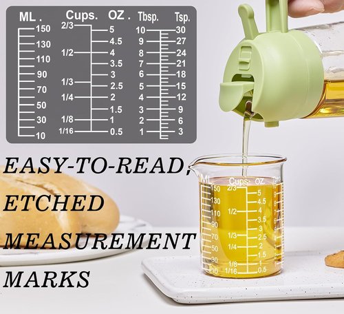 Ackers Measuring Cup Set - Glass Etching Design | 1/2-Cup, 1-Cup, 2-Cup | Dishwasher & Microwave Safe