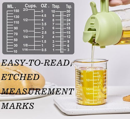 Ackers Measuring Cup Set - Glass Etching Design | 1/2-Cup, 1-Cup, 2-Cup | Dishwasher & Microwave Safe