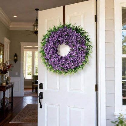 26" Eucalyptus Wreath by [Brand Name] - Faux Morning Glory Flowers for Spring & Summer Decor | Purple