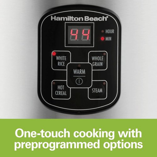 Hamilton Beach Digital Rice Cooker & Food Steamer - 8 Cups Cooked, Stainless Steel with Steam Basket