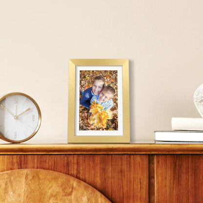 Upsimples 5x7 Picture Frame - Elegant Gold Design for 4x6 or 5x7 Photos | Wall Hanging Display, 1 Pack