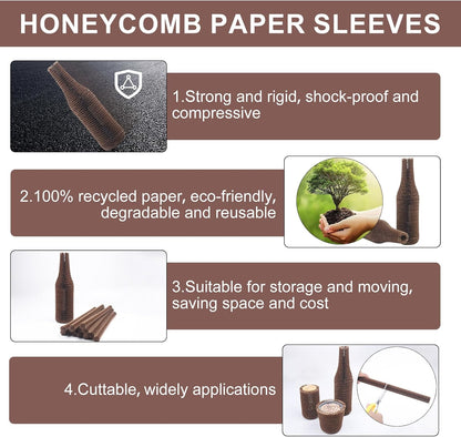 Wine Bottle Protector Sleeves by Honeycomb Paper,36 Set Reusable Glass Liquor Bottle Sleeves for Airplane Travel,Transport,Camping-Proof Safety Impact Resist