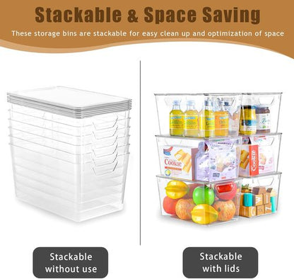 Clear Storage Bins by [Brand Name] - 6 Pack Stackable 7 Quart Containers with Lids for Home Organization