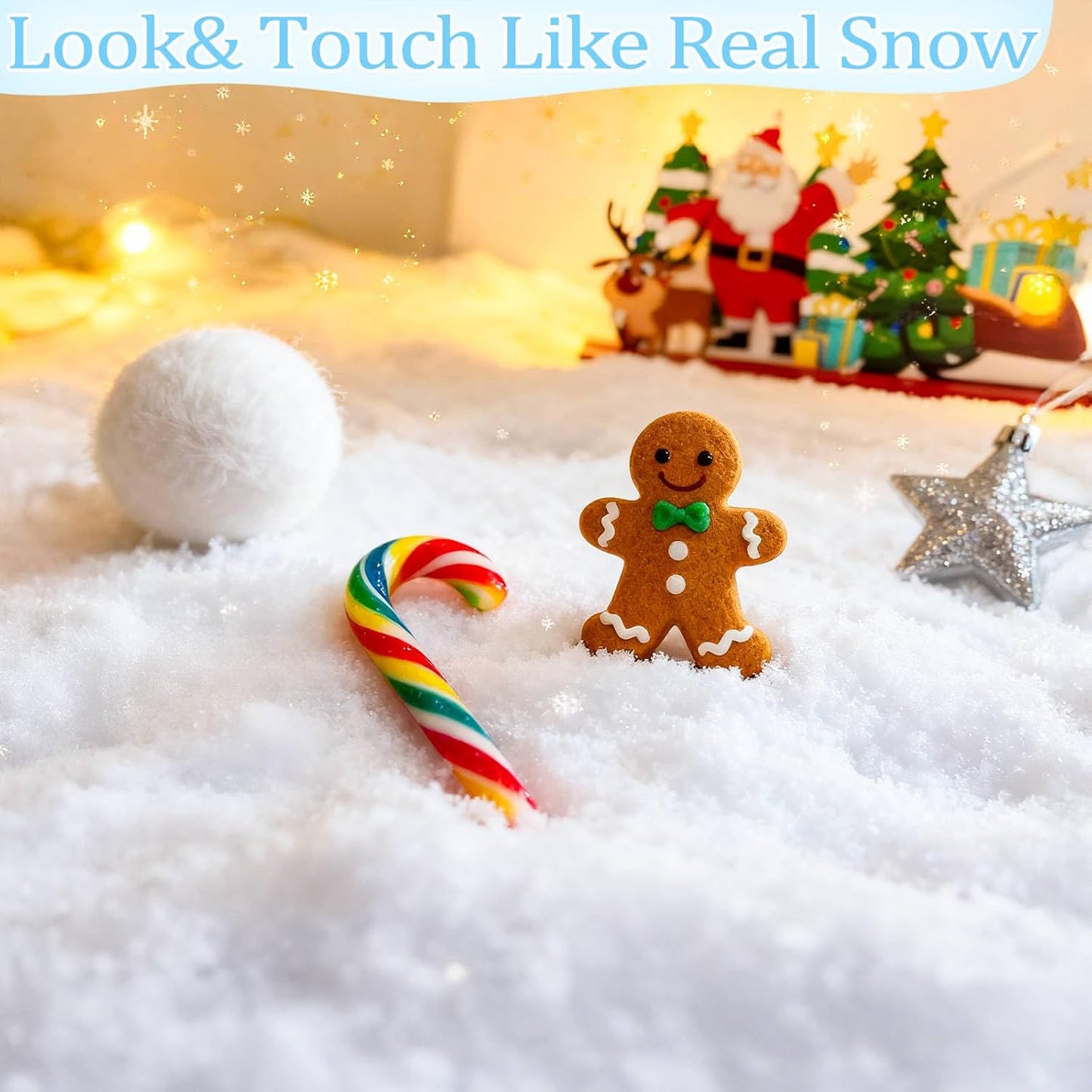 TURNMEON Fake Artificial Snow Powder - 35 Ounces of Sparkling Dry Plastic Snowflakes for Christmas Decor