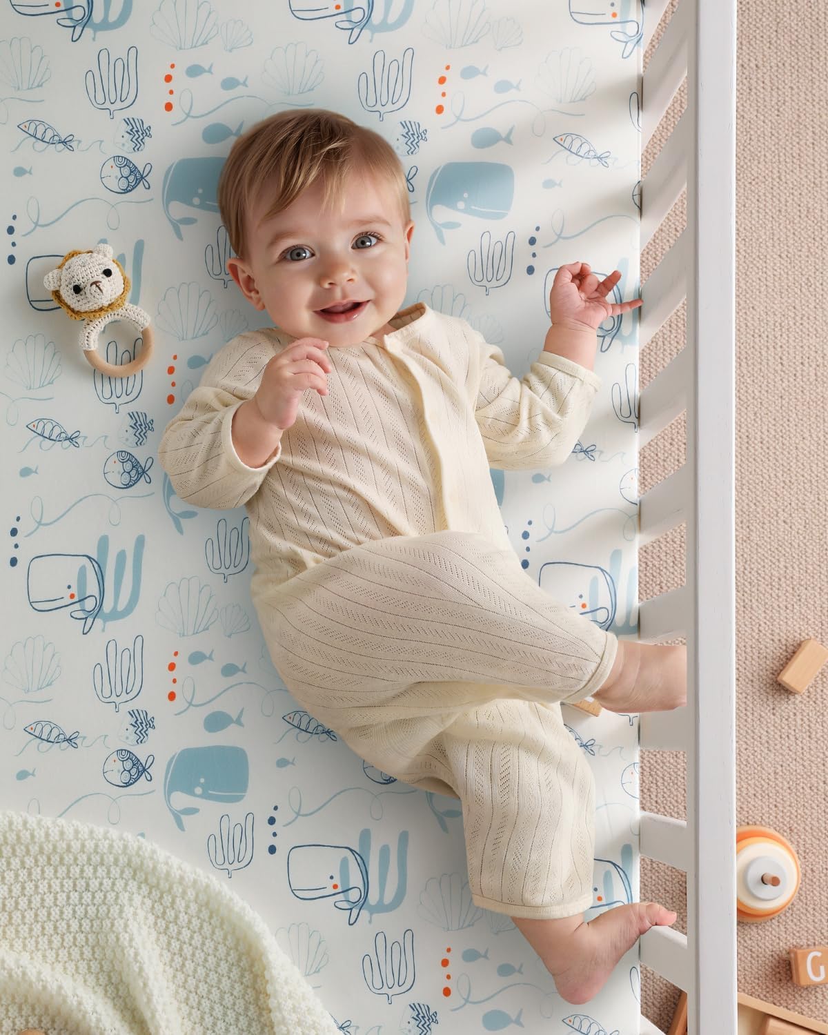 Yoofoss Baby Crib Sheets - Ultra Soft 2-Pack Fitted Sheets for Standard Crib & Toddler Mattress | Underwater World Design, 52x28