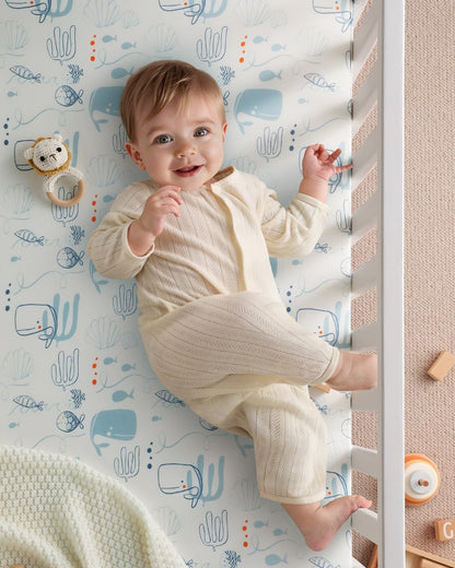 Yoofoss Baby Crib Sheets - Ultra Soft 2-Pack Fitted Sheets for Standard Crib & Toddler Mattress | Underwater World Design, 52x28
