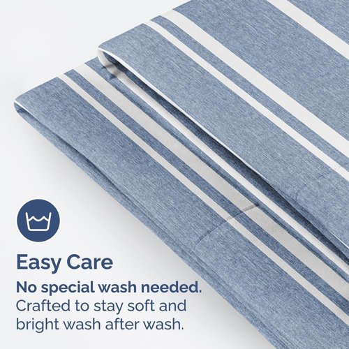 King Pillow Cases by [Brand Name] - Ultra Soft Hotel Quality Covers | Comfy, Wrinkle-Free - 4 Piece Set in Blue Stripes