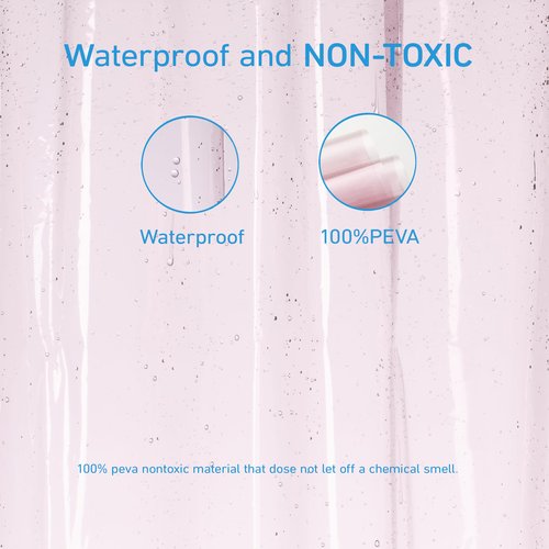 EHZNZIE Shower Curtain Liner Light Weight PEVA, Shower Liner 72x72 Inches, Waterproof, No Chemical Smell with 12 Rust Proof Metal Grommets for Bathroom Shower Curtain, Pink