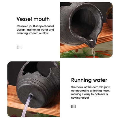 Fountain Spitter Tabletop Ceramic Fountain Pot - Brown, 5 Inch Indoor/Outdoor