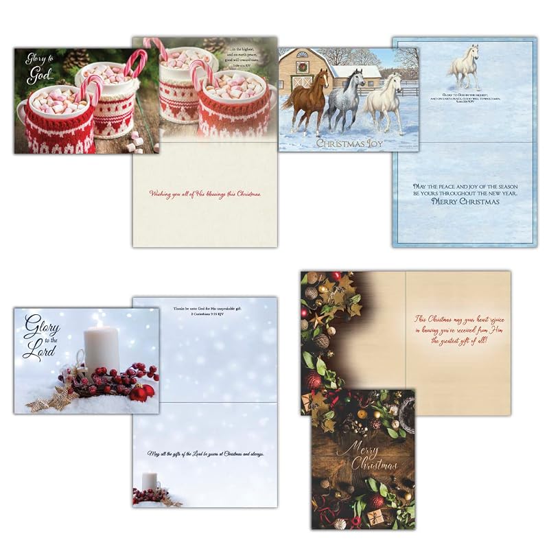 Religious Christmas Cards Bulk 48 Assorted Box with Envelopes - KJV Scripture