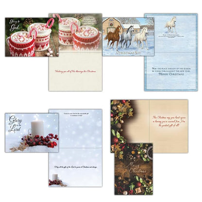 Religious Christmas Cards Bulk 48 Assorted Box with Envelopes - KJV Scripture