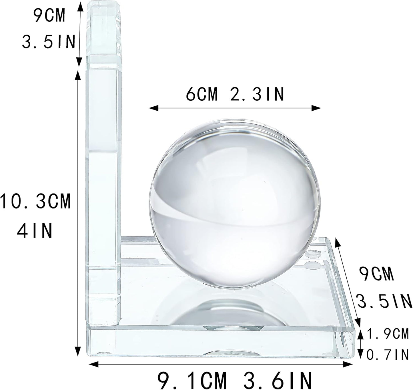 Skiennix Crystal Bookends - L Shape Non-Skid Heavy-Duty Book Holder | 4 Inch Clear Decorative Ornaments