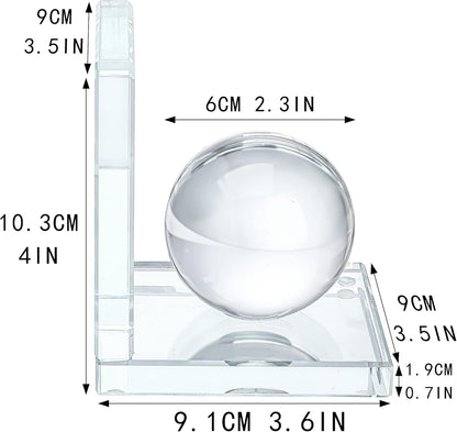 Skiennix Crystal Bookends - L Shape Non-Skid Heavy-Duty Book Holder | 4 Inch Clear Decorative Ornaments
