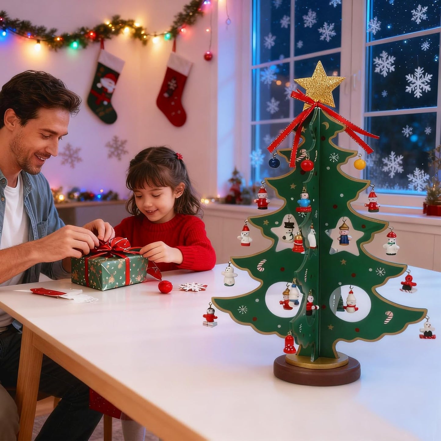 ZEEYUAN Christmas Advent Calendar - 24-Day Countdown Decor for Kids | 2025 Holiday Tabletop Decoration