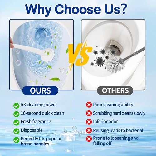 Clorox Toilet Wand Refills - 50 Count 3-Layer Thickened Toilet Brush with 5X Cleaning Power | Fresh Fragrance & 360° Cleaning Efficiency