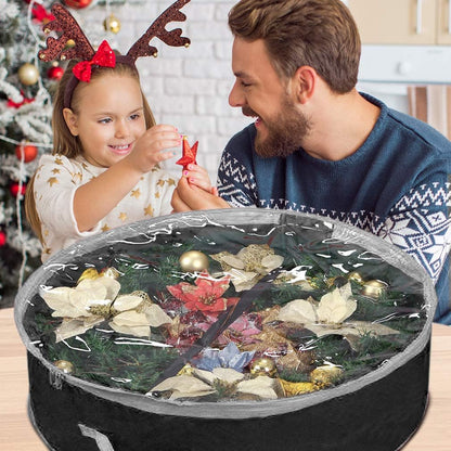 Primode Wreath Storage Bag 30" - Durable 600D Oxford Container with Clear Window for Easy Holiday Storage