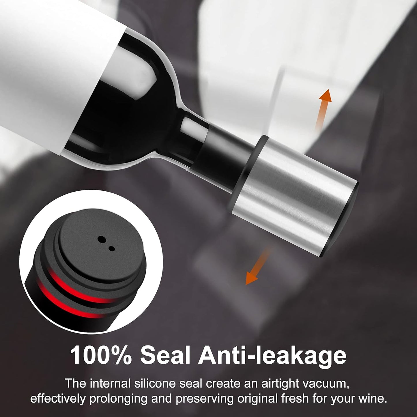 Wine Stopper - HOOMIL 𝟮 𝐏𝐚𝐜𝐤 Stainless Steel Vacuum Wine Bottle Stoppers, Reusable Wine Saver, Wine Accessories Gift for Friends, Family, Wine Lovers - Silver