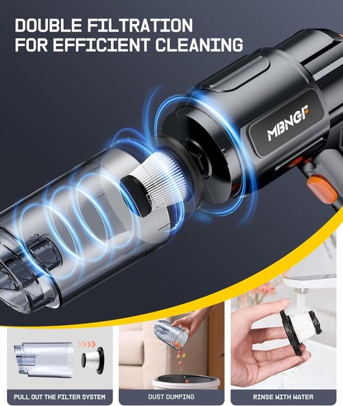 MBNGF Portable Cordless Car Vacuum - 35000PA High Power Suction & Blower | Ideal for Home, Desktop & Gifts (Midnight Black)