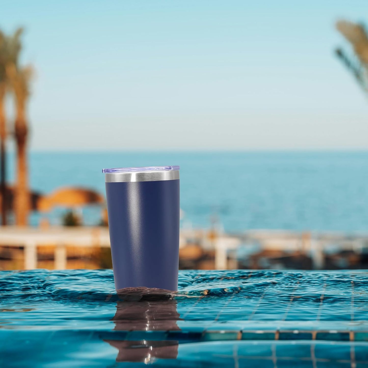 Skiennix 20 oz Stainless Steel Travel Tumbler - Double Wall Insulated Mug, Navy | 4-Pack for Hot & Cold Drinks