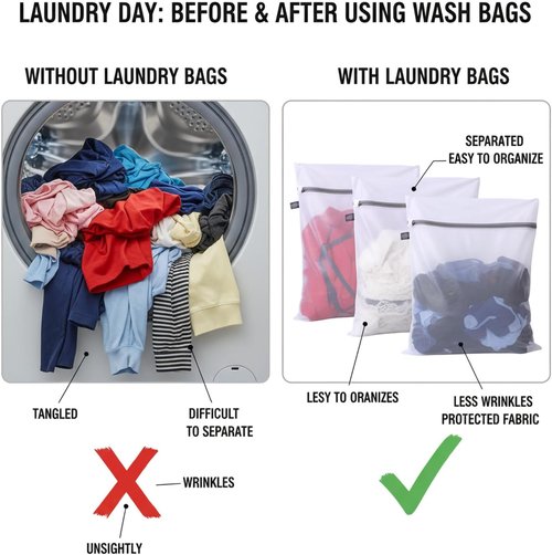 Kimmama Lingerie Bags - Mesh Laundry Bags for Delicates | Ideal for Washing Clothes, Socks, and More - 3-Pack