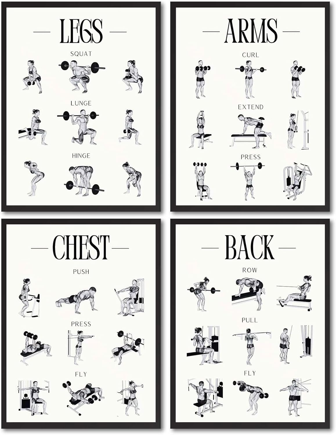 Skiennix Fitness Exercises Wall Art - Dumbbell Workout Poster for Gym & Home Decor | Strength Training Design