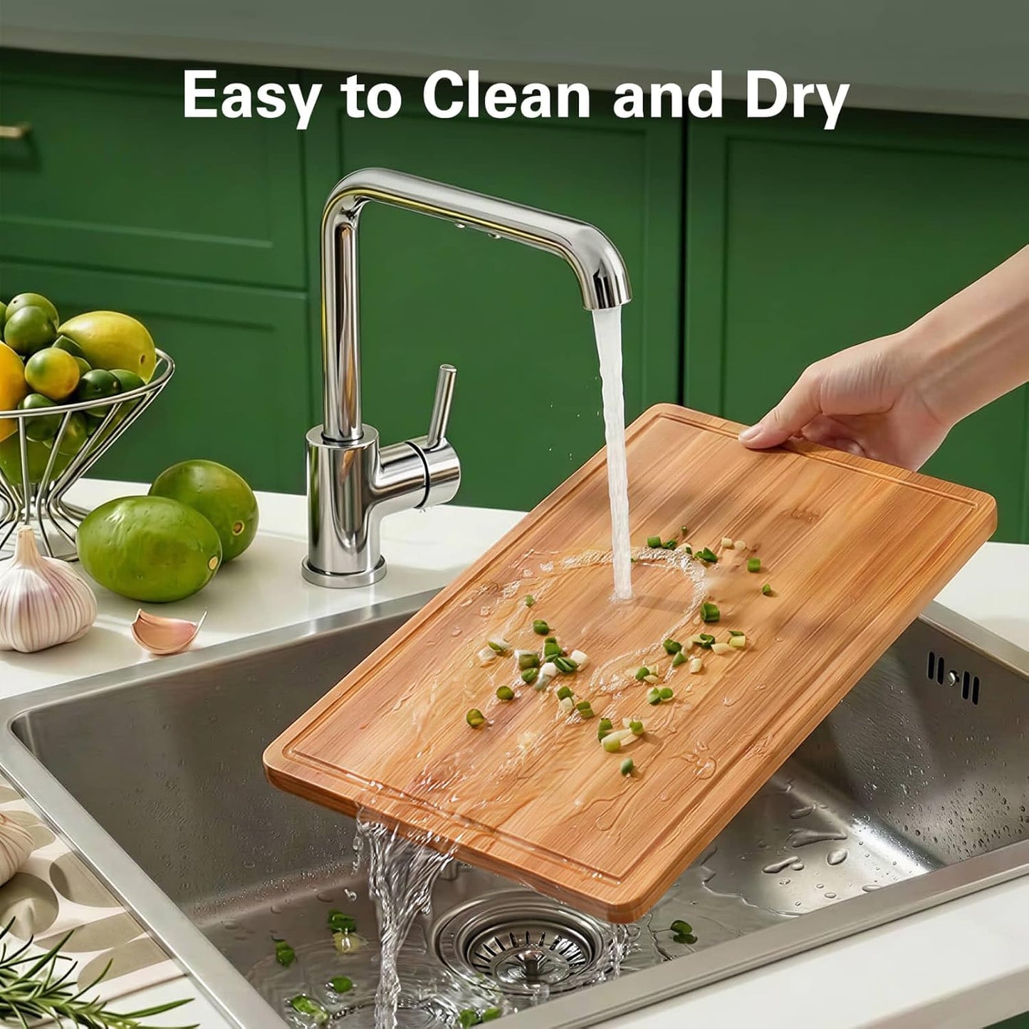 Zarler Bamboo Cutting Boards - Durable Wooden Chopping Board Set with Juice Grooves | XL Size Ideal for Meal Prep