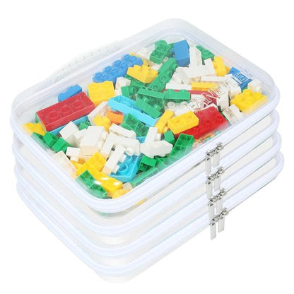 4Pack Zippered Hard Pouch, Clear Hard Shell Zipper Case, Clear Plastic Pouches Travel Bags for Kids, Storage for Building Blocks, Puzzles, Cosmetics, Crafting Supplies