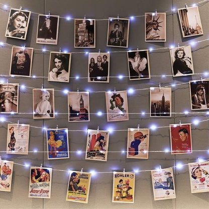 HXWEIYE 120LED White Photo Clips String Lights - 40Ft Fairy Light with 52 Clips & 12 Hooks | USB Powered, Timer & 8 Modes for Bedroom & Wedding Decor