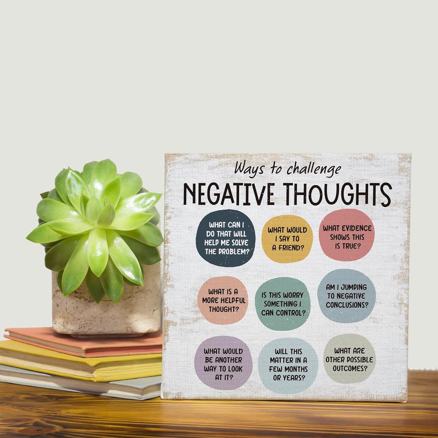 Regine Switzerland Positive Mental Health Canvas Wall Art - Rustic Framed Therapy Decor | 11.8x11.8 Inch