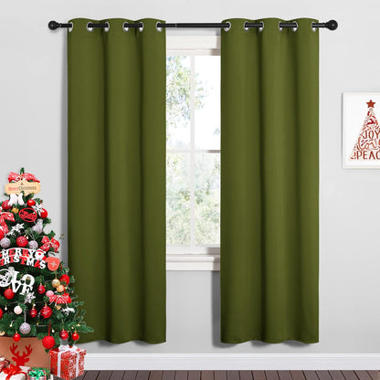NICETOWN Blackout Curtain Panels - Thermal Insulated Draperies for Bedroom | Olive Green, 34 x 72 Inch (One Pair)
