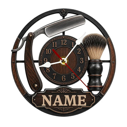 Personalized Barber Wall Clock - Custom Name Barbershop Clock (Variation: Barber Clock 1)