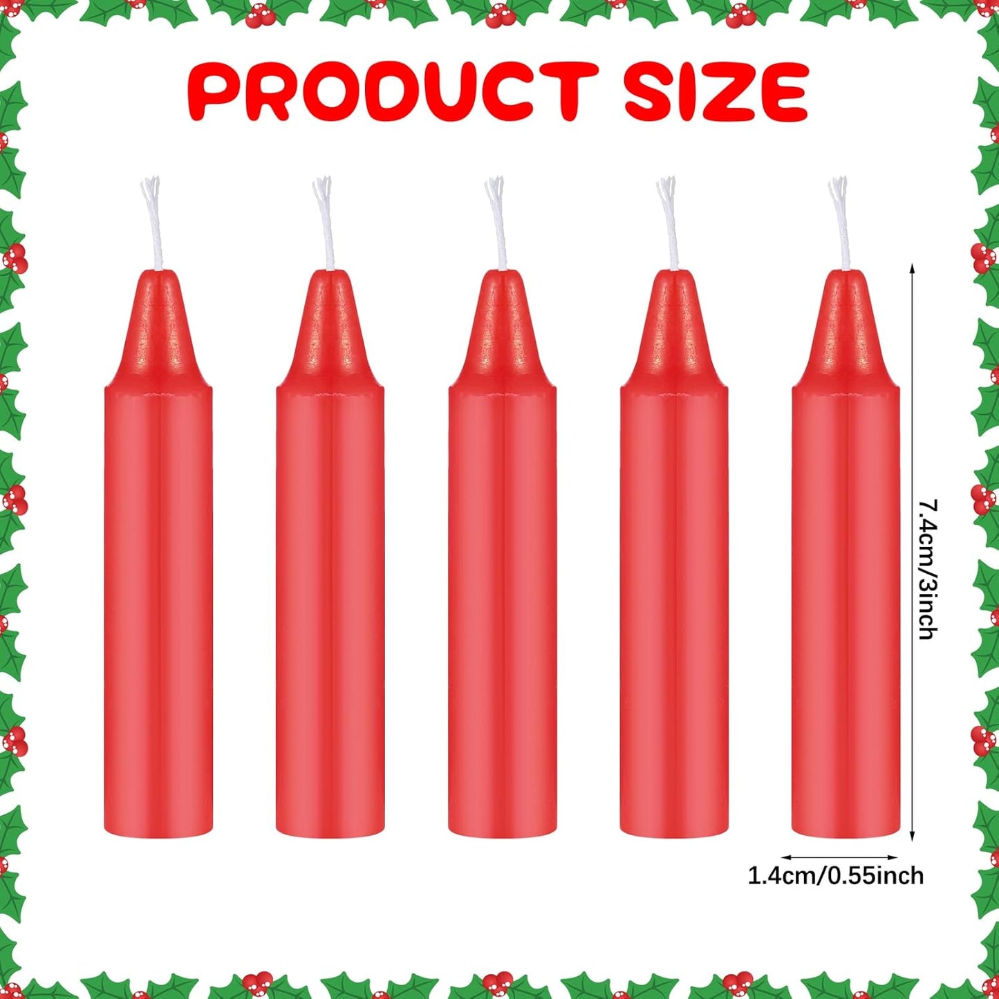 Nuanchu Christmas Pyramids Candles - 200 Pcs Traditional Wax Candles for Holiday Decor | 2.91 x 0.55 Inches