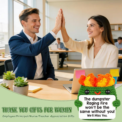 Positive Crochet Dumpster Emotional Fire Thank You Birthday Retirement for Women Men Farewell Going Away Gifts for Coworkers Chaos Coordinator Office Administrative Professional Day Boss Gifts for Men