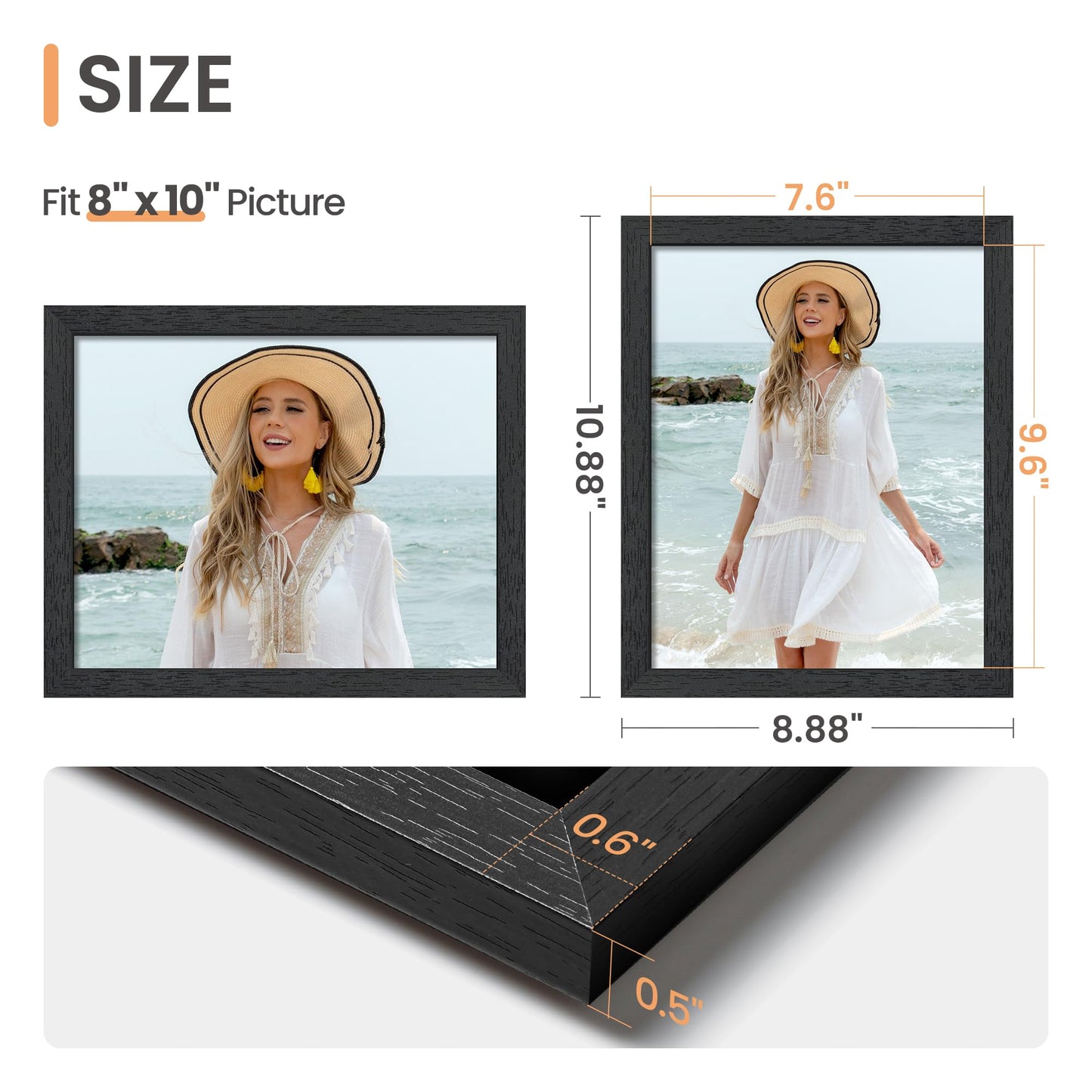 upsimples 8x10 Picture Frame, Wall Gallery Photo Frames with Engineered Wood, Black 1 Pack
