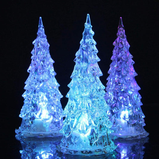Skiennix Acrylic Christmas Tree Lamp - Enchanted 7-Color Changing Lights | Mini 5 x 2 Inch Decor