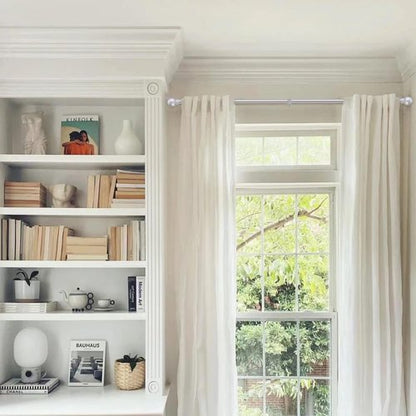GXOACKJ Decorative Curtain Rods - Heavy Duty Metal, 48 to 84 Inch, Silver Finish with Brackets