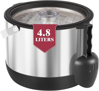 5QT/4.8L Insulated Ice Bucket for Parties, Large Capacity Double-Wall Beverage Bucket with Scoop & Lid for Champagne, Wine, Cocktail (Black)