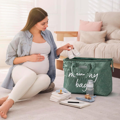 PeraBella Mommy Hospital Bag - Stylish Maternity Diaper Bag for Labor & Delivery | Green
