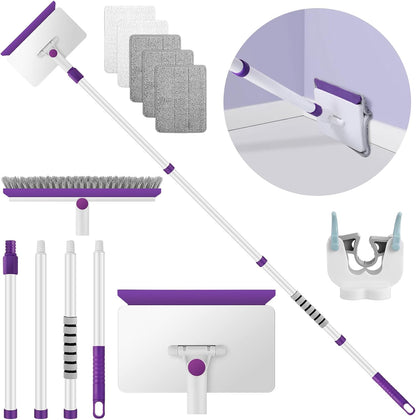 Skiennix Baseboard Cleaner Tool - 60" Extendable Handle with 5 Reusable Pads for Easy Cleaning