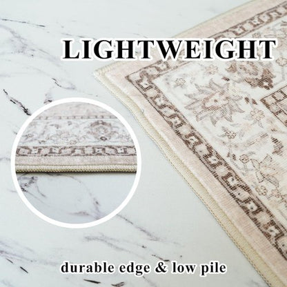 Hallway Washable Runner Rug - Vintage Soft Non-Slip Entryway Mat | 2'6''x12'' Beige Carpet