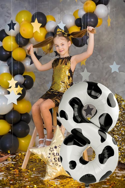 **Cow Print 40-Inch Number Balloon - Barnyard Birthday Decorations | 8th Birthday Party Supplies**