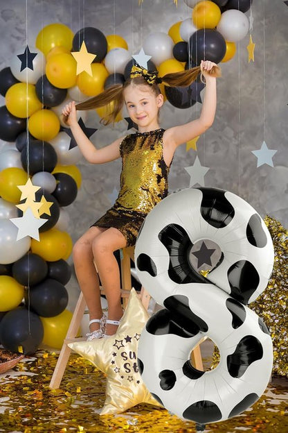 **Cow Print 40-Inch Number Balloon - Barnyard Birthday Decorations | 8th Birthday Party Supplies**