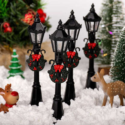 Skiennix Mini Street Light Models - 4 Pcs Christmas Dollhouse Lanterns for DIY Fairy Garden Decor