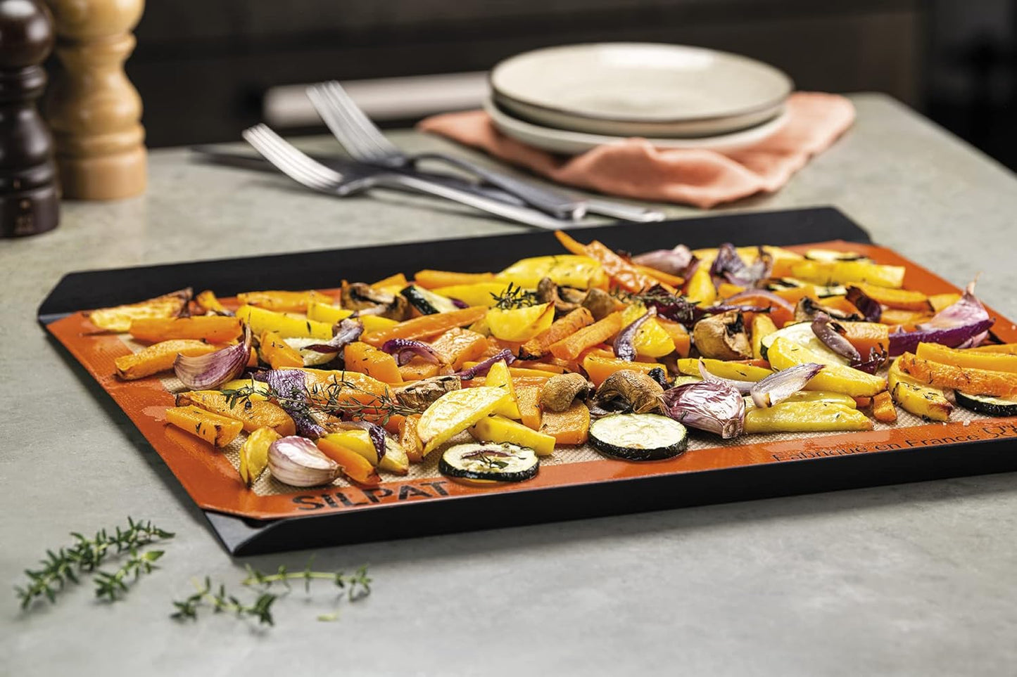 Silpat Premium Non-Stick Silicone Baking Mat - Half Sheet Size 11-5/8" x 16-1/2" | Orange