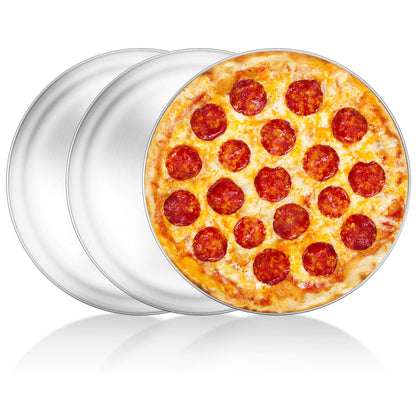 Yododo Pizza Pan Set of 3, Stainless Steel Pizza Pie Pan Tray Platter Pizza Tray, Round Pizza Dish Plate For Oven Baking, Healthy Metal Pizza Baking Cooking Pan for Oven - Size of 12 inch