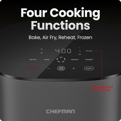 Chefman TurboX 4-in-1 Air Fryer - 5-Quart Capacity for Crispy Chicken, Fries & More | Digital Touch Controls, Dishwasher Safe