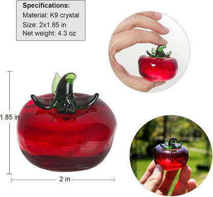 LONGWIN Glass Mini Tomatoes Figurines - Collectible Crystal Fruit Ornaments for Home Decor